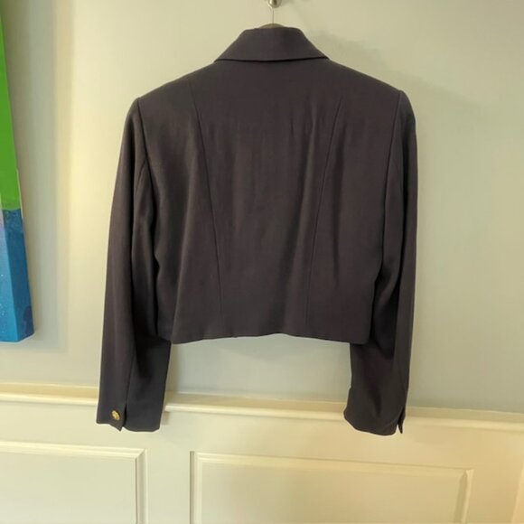 Vintage Military Inspired Wool Suit Cropped Blazer Theo Miles Navy Small - Picture 5 of 7